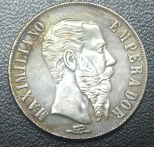 Medalla Replica Maximiliano Un Peso En Alpaca Plateada
