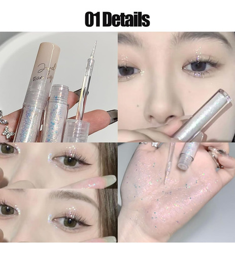 Delineador De Ojos Con Purpurina Coreana, Sombra De Ojos LĂq