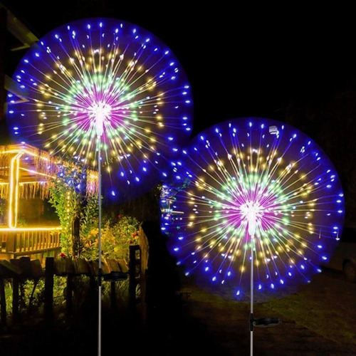 4pcs 120led Luz Solar De Fuegos Artificiales De Diente De Le