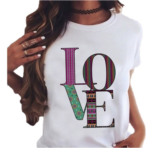 Remera Dama Mujer Love Violeta Fashion Shiney #07