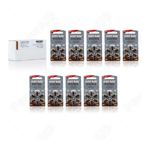 Imagen 6 de 6 de 60 X Pilas Audifono Rayovac 312 Pr41 Extra Envío Gratis