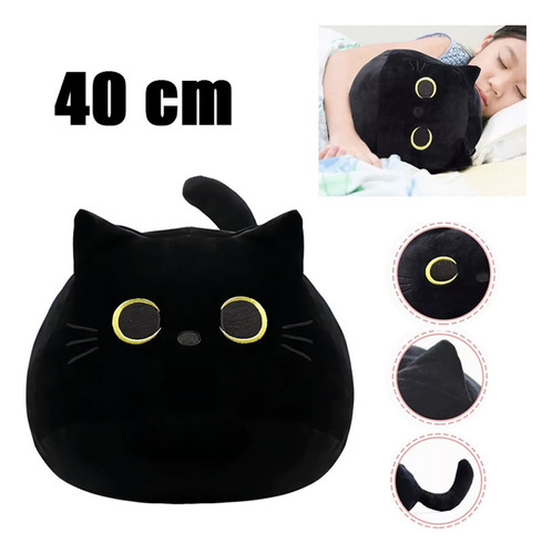 Almohada De Sofá Para Niños De Peluche De Gato Negro 40cm