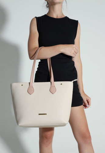 Imagem 2 de 4 de Bolsa Grande Feminina Shopping De Ombro Creme - My Shoes