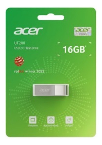 Memoria Flash Usb Acer De 16 Gb Metalica Uf200 Color Plateado