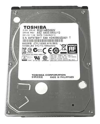 Disco Duro Toshiba 500gb Sata 2.5 Para Laptop, Ps4, Dvr.