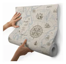 Comprar Papel De Parede Adesivo Mapas Sala Lavável  Bussolas 12m