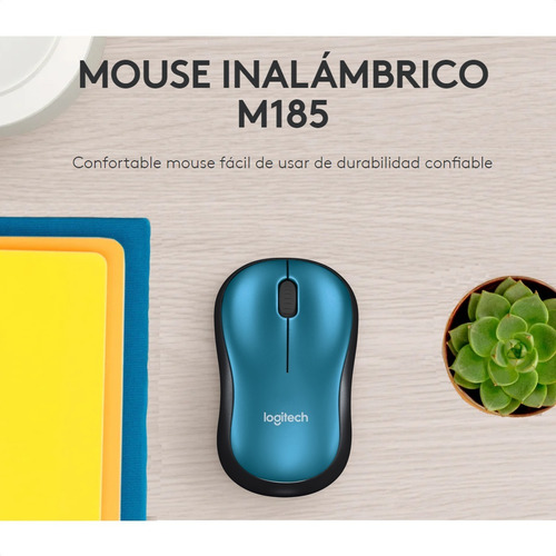 Mouse Óptico Inalámbrico Logitech M185, Win Mac Linux, Azul