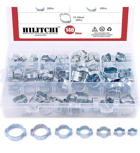 Hilitchi 140-pcs Zinc Plated Clip De Oreja Doble Manguera Tu