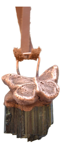 Imagen 1 de 10 de Collar Mariposa, Piedra Turmalina Negra, Cuero, Cod1