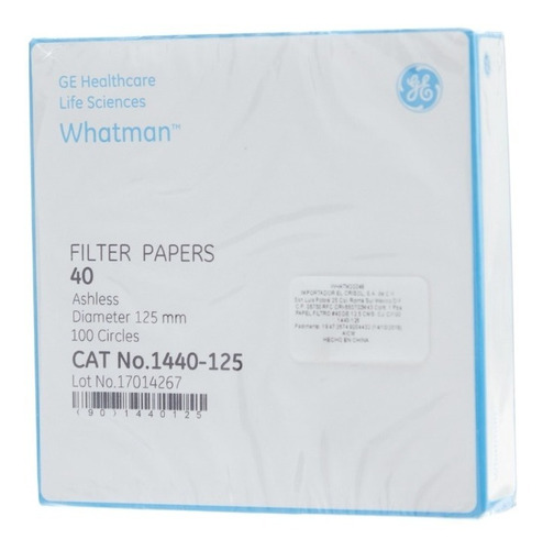 Papel Filtro No. 40 De 12.5 Cm C/100 Whatman