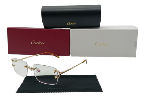 Lente Cartier 3pzs Color Dorado Con Pardo 5491122 Dorado