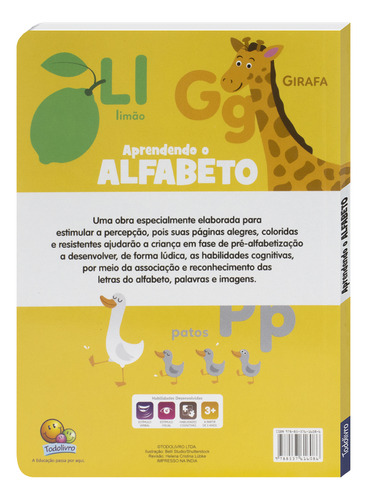 Livro Infantil Ilustrado Aprendendo O Alfabeto - Maiúsculas E Minúsculas - Capa E Página Cartonadas - Todolivro