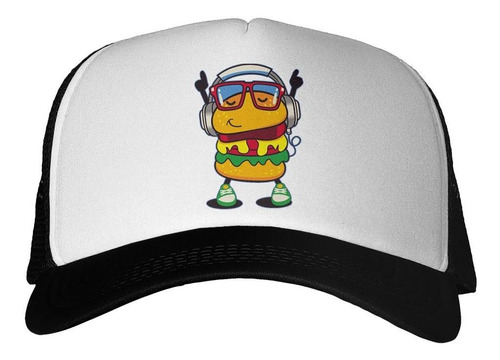 Gorra Hamburguesa Con Gafas Escuchando Musica