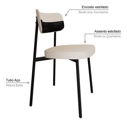 Cadeira Fixa Com 4 Pés 50 X 44,7 X 83,8 Cm Com 4 Wt