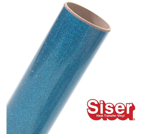 Imagen 1 de 10 de Vinilo Textil Estampar 30x100 Glitter Decorativo Aqua