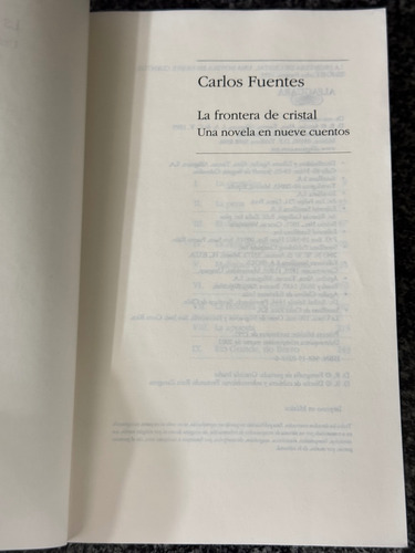 La Frontera De Cristal, Carlos Fuentes, Alfaguara, W,-1 (Usado)