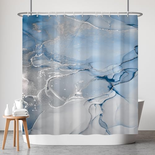 Cortina De Ducha Mármol Azul Moderna 183 X 183 Cm