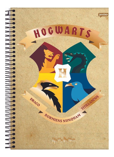 Caderno Harry Potter Hogwarts Bege 10 Matérias 200 Folhas