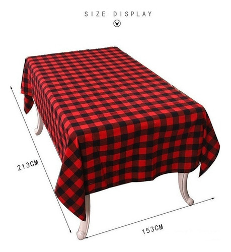 Decoración De Mesa De Mantel A Cuadros Negro Rojo Navideño