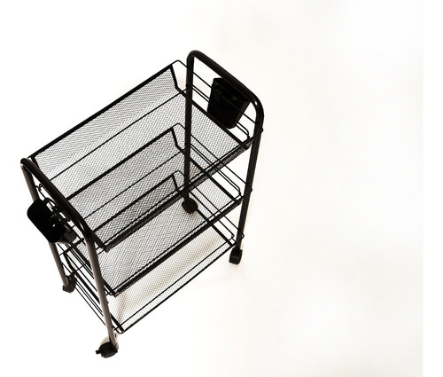 Carrito Organizador Metal Plegable Ruedas 360 Tres Niveles
