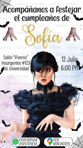 Merlina Addams. Invitación Digital Interactiva