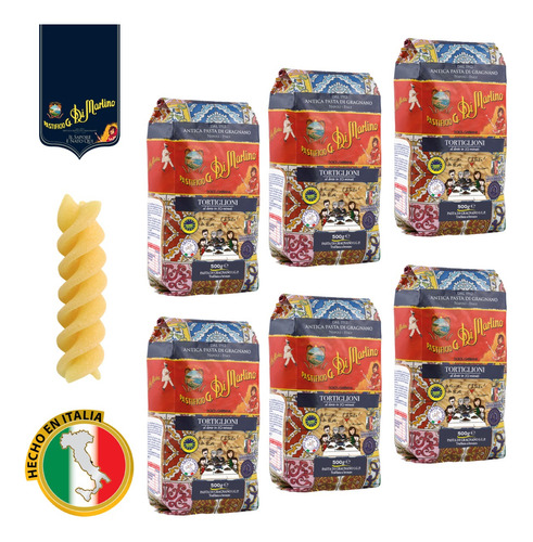 Pasta Italiana Gourmet Tortiglioni Di Martino D&g - Pack X 6