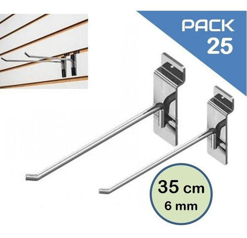 Pack 25 Gancho, Ganchera 35 Cm Uso En Panel Ranurado. Viña