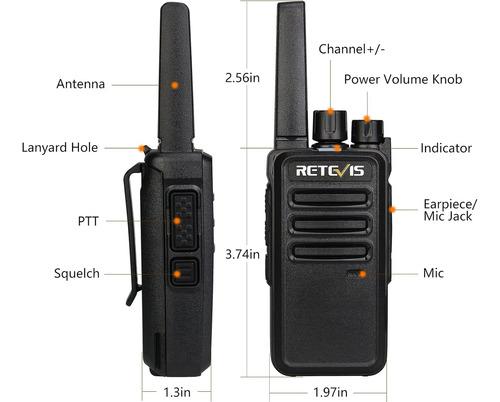 Walkie Talkies Rt68 Para Adultos, Radios De 2 Vías De Largo
