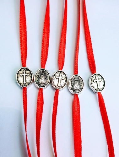  Pulsera Cinta Roja * 5 Unidades * Virgen De Luján / Cruz