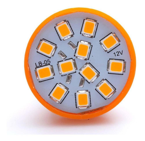 Imagem 2 de 3 de Lâmpada Led 12v Ba15s-21w 1141 12 Leds Âmbar