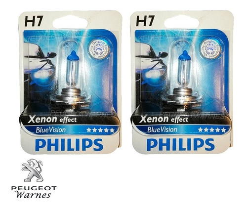 Imagen 10 de 10 de Juego Lamparas H7 Philips Bluevision Peugeot Citroen 12v 55w