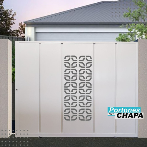 Porton Chapa Corredizo Garage Con Diseño Y Plegado Vertical Blanco