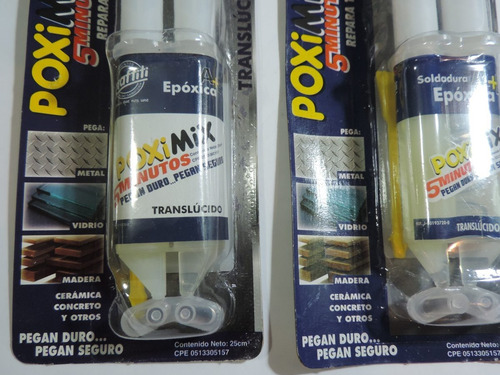 Imagen 3 de 4 de Pega Epoxica Translucida 5 Minutos Poximix Repara Todo Nuevo