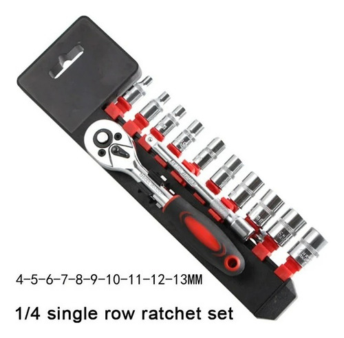 Juego De Dados Y Rachet Cr-v ¼ 12 Pcs 4-13mm