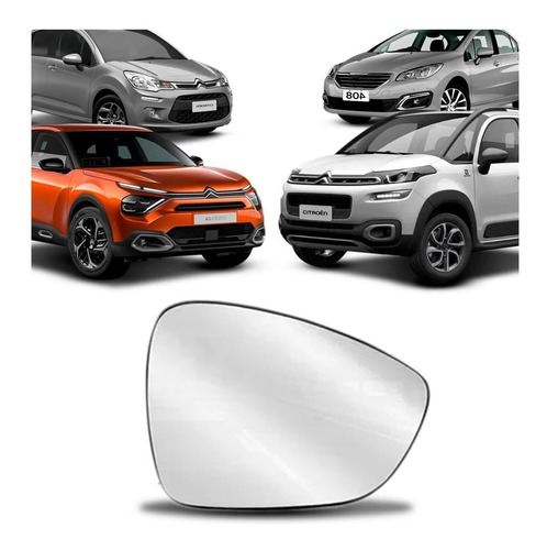 Lente Retrovisor Peugeot 308 Citroen C3 Aircross Esquerdo