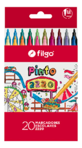 Marcadores Escolar Pinto Colores Surtidos 20 Unidades Filgo