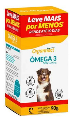 Omega 3 Dog 1000mg C/90 Cápsulas 90g - Organnact