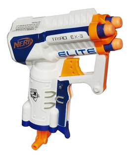 , Niño, Azul, Naranja, Blanco, N-Strike Elite, 27 m Nerf Triad Ex-3 Pistola de juguete Pistola de juguete, 8 año armas de juguete s 