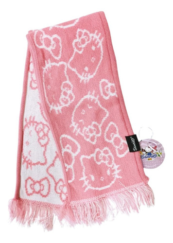 Bufanda Hello Kitty Sanrio Invierno Kawaii Flecos Dibujo Rosa M