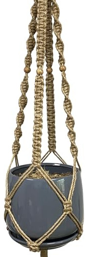 Maceta Colgante Macramé 4 Patas Yute Natural 48cm 2
