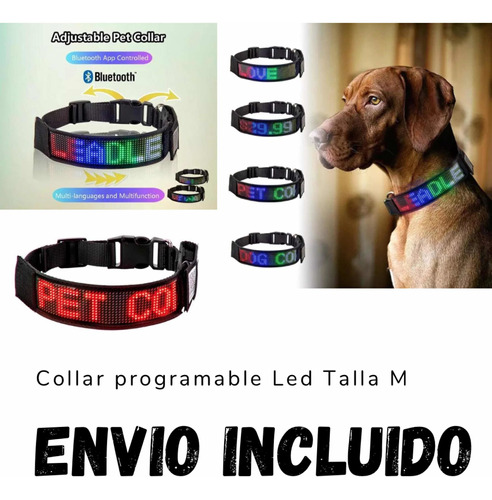 Collar Para Perro Led Programable Vía Bluetooth Envío Gratis