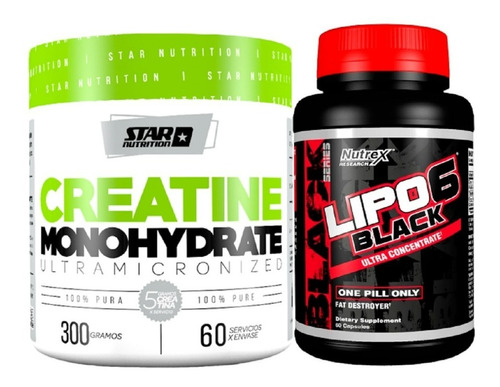 Lipo 6 Uc Nutrex 60  Caps. + Creatina Star Nutrition 300grs