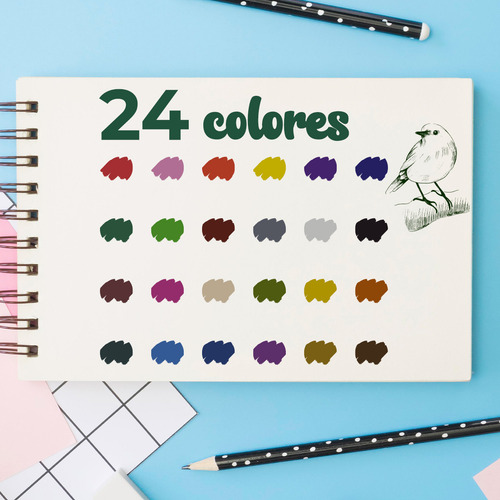 24 Colores Marcadores Doble Punta Plumones Punta Pincel