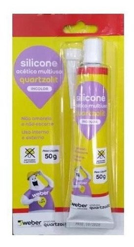 Cola Adesivo Silicone Acético Incolor 50g Quartzolit