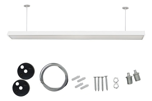 Luminária Pendente Escritório Retangular Pe01 Branca 120cm