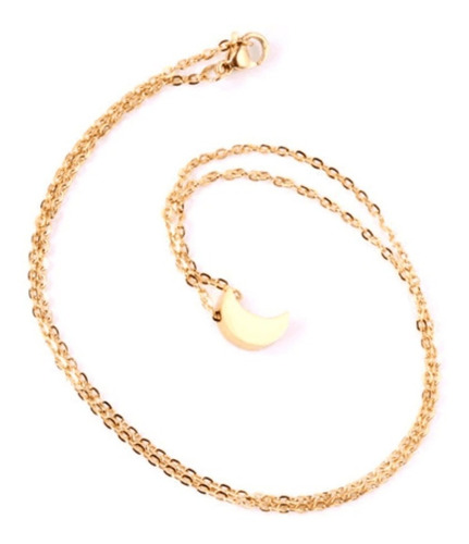 Collar Mujer Luna Mini Minimalista Dorado Acero Inoxidable