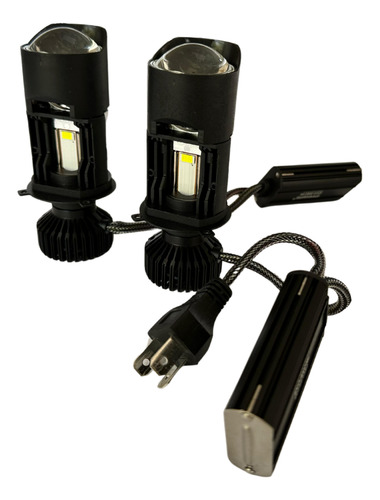Kit De Focos Led Proyector Lupa Evolum 4002 H4 Negro Blanco Neutro