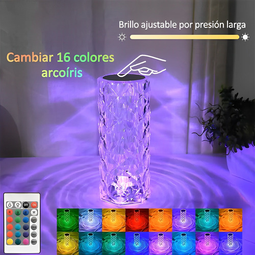 Lámpara De Mesa De Acrílico Tipo Diamante Con Control 2pcs