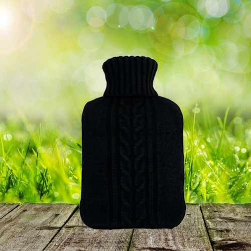 Funda Tejida Negra Para Botella De Agua Caliente, 2 Litros,