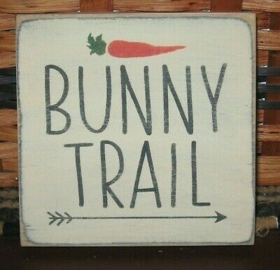 Primitive  Country  Bunny Trail Mini  Sq Sign 